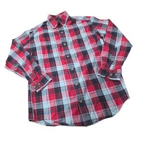 Duluth Trading Co Mens Flannel Shirt Red Gray Plaid Long Sleeve Cotton Size Smal